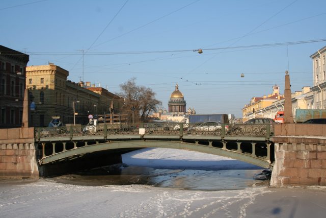 Emergency responders work at the Moyka river near Potseluev Bridge after a passenger bus fell into the water.
