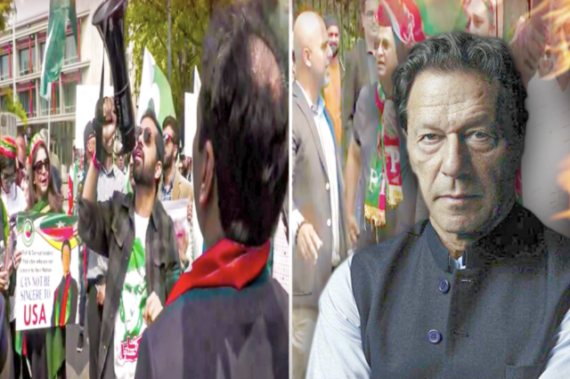 Pakistan Prime Minister Imran Khan speaking during an interview, confirming a formal diplomatic protest to the U.S. embassy over alleged interference.