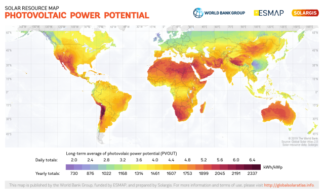Photo: Map of solar power by country - illustrating article 'Solar power by country'