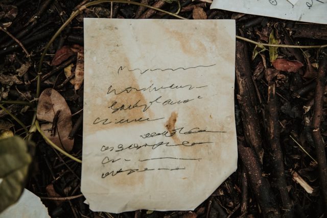 A declassified WWII document titled with numeric codes sits open on a desk, revealing typed reports of unidentified aerial phenomena observed by night fighter pilots.